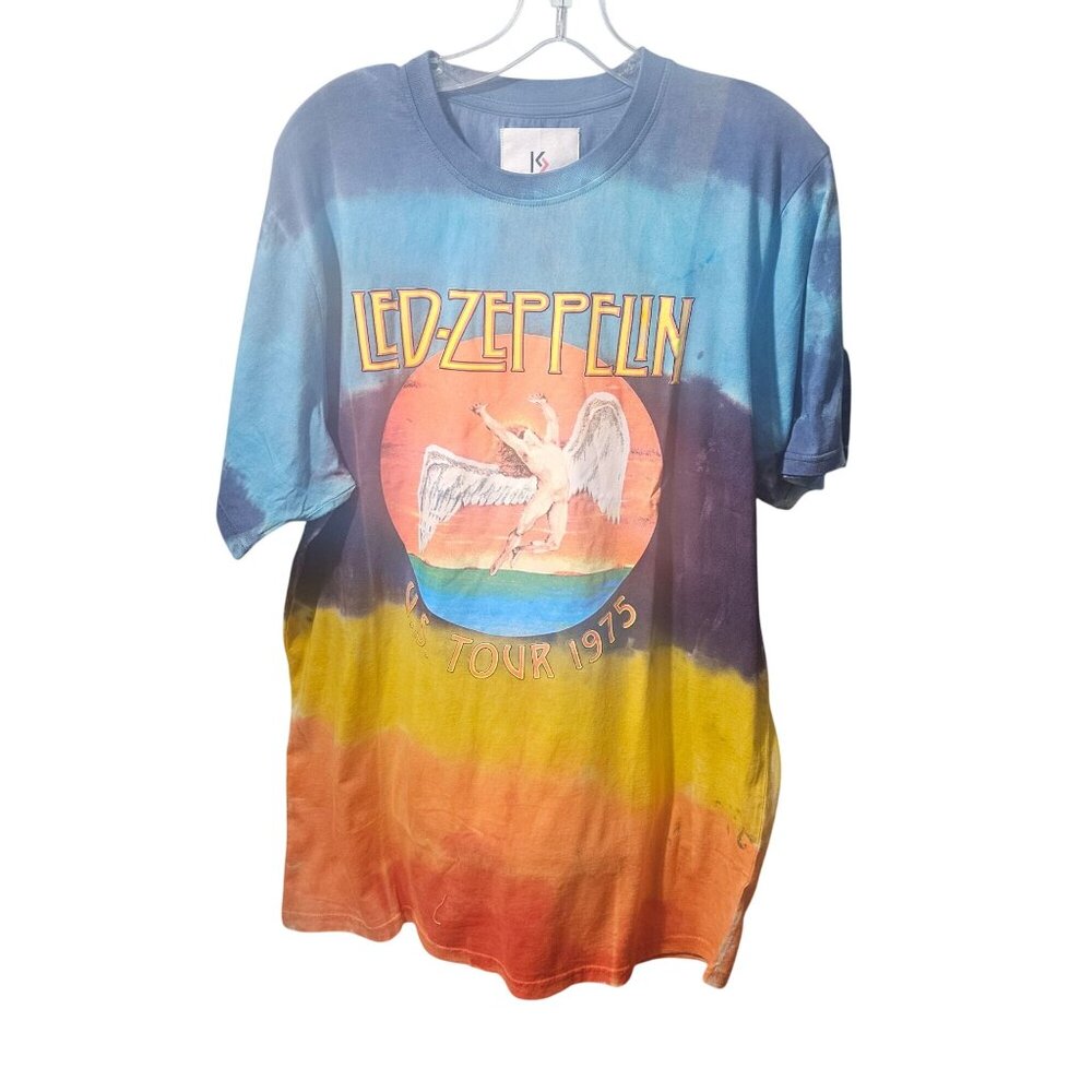 Led Zeppelin 1975 US Tour Graphic Tie-Dye T-Shirt XL By Knit Smart